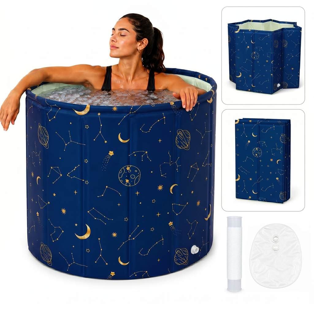 Banheira Dobrável Portátil 70cm SPA Ofurô Reforçado Drenagem Rápida Casa Adulto