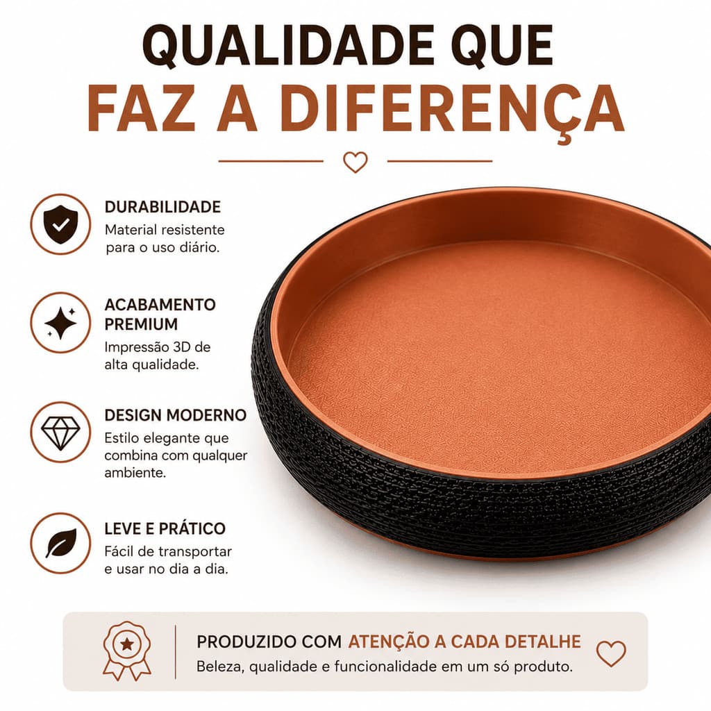 Bandeja Porta-Chaves e Objetos  Design Moderno | 20 cm
