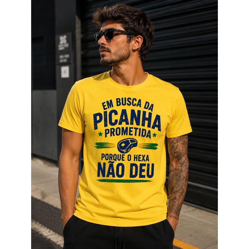 Camiseta Masculina Estampada Frase Engraçada Picanha Prometida lançamento