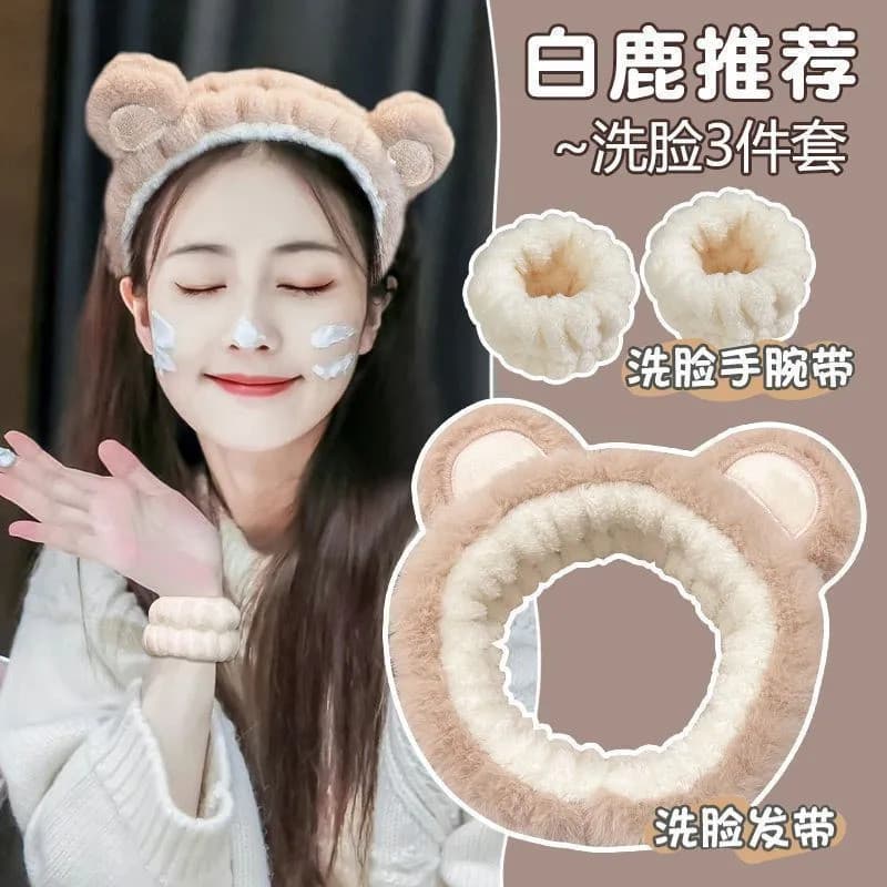 Três peças branco veado rosto lavagem bandana pulseira à prova dwaterproof água à prova de umidade ferramenta útil banda