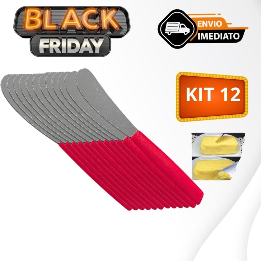 Kit 12 Espatula De Sobremesa VERMELHA Linha CASA Inox