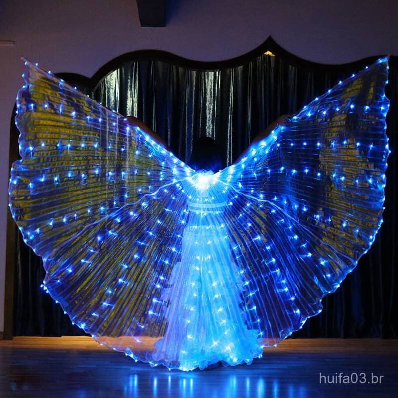 XTopDias |     Produto Pronto para Entrega Imediata! Acessório de Asas LED Isis para Dança do Ventre, Fantasia de Borbol