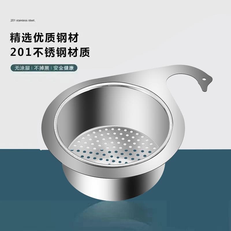 Cesta de drenagem estilo cisne de aço inoxidável, cesta de drenagem multifuncional dedicada para cozinha, sem instalação