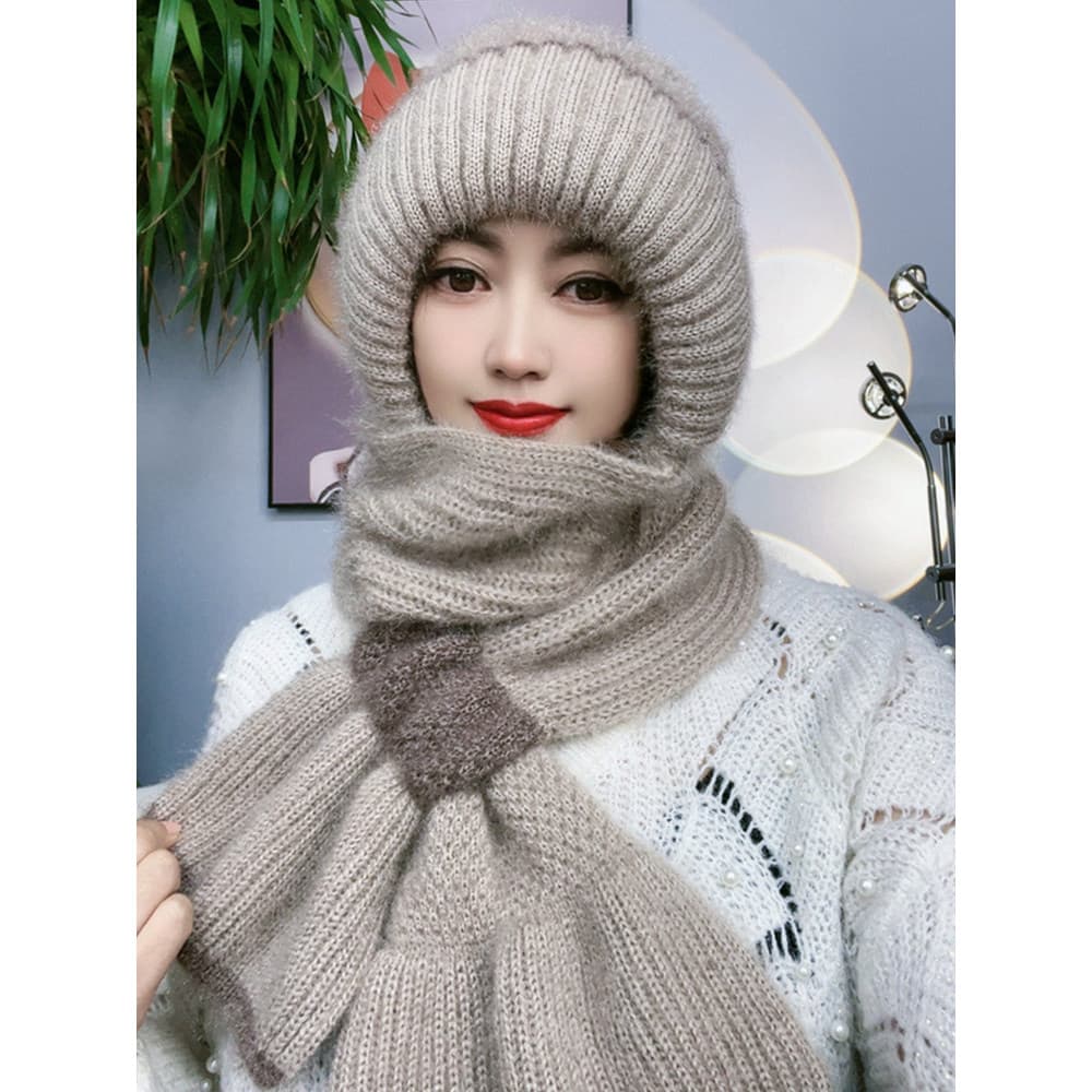 Boné de neve de malha de lã de lã inverno quente proteção de pescoço mãe estilo ocidental proteção de ouvido boné de cab