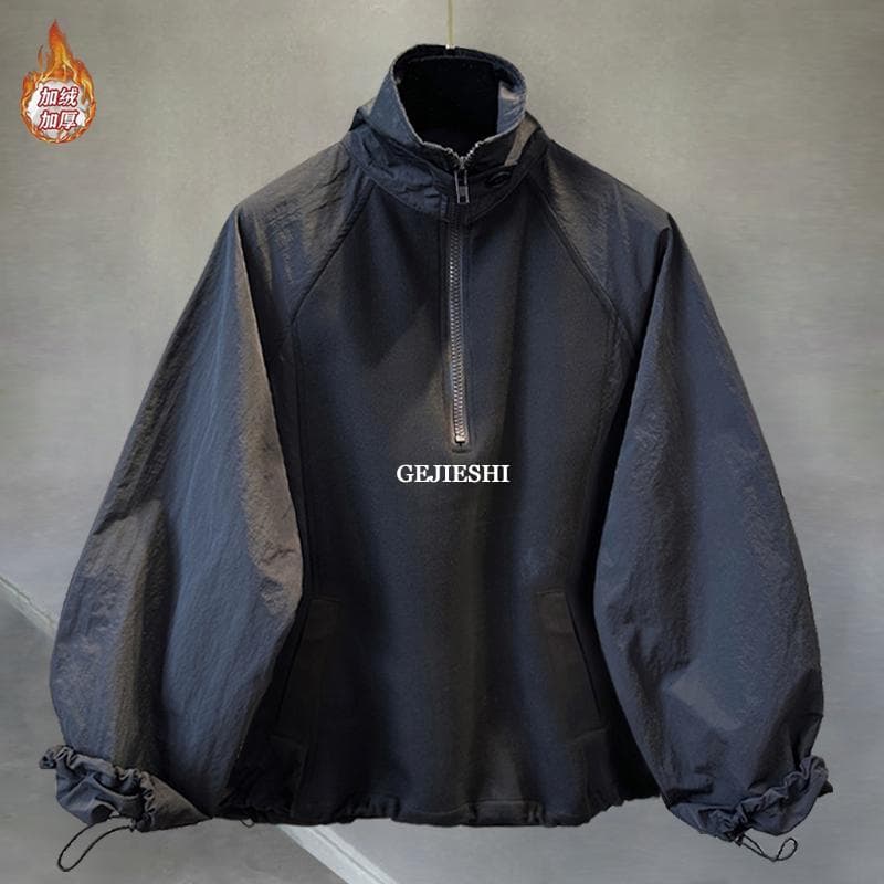 Forro de lã engrossado meia gola alta manga Raglan costura moletom masculino feminino outono inverno na moda estilo preg