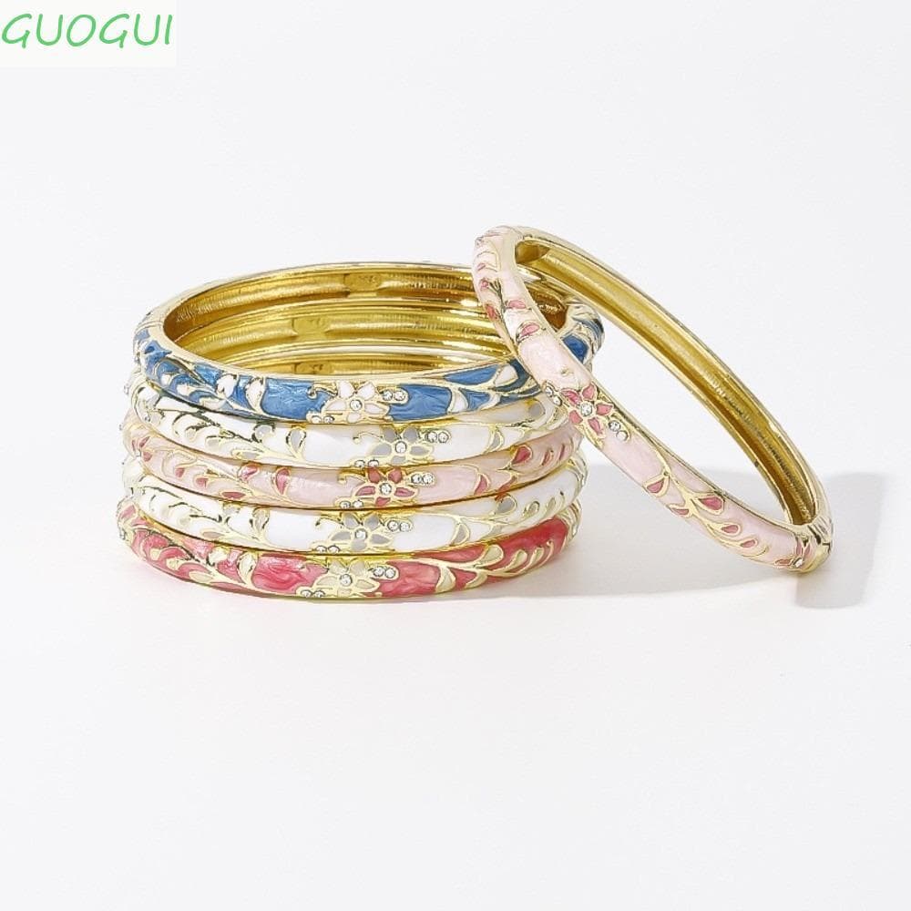 GUOGUI Pulseira Cloisonne Vintage , De Flor Chinesa Esmaltada Mão Feminina Tradicional Colorida