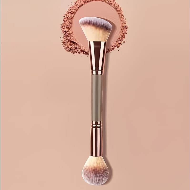 Pincel De Maquiagem Champanhe De Ponta Dupla Para Contorno E Blush