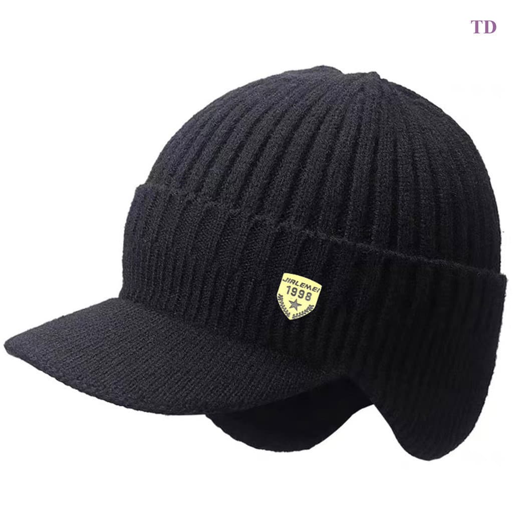 Chapéu De Malha De Inverno Masculino Ao Ar Livre Ciclismo Proteção De Orelha Chapéus Quente Boné De Pico Casual Bombarde