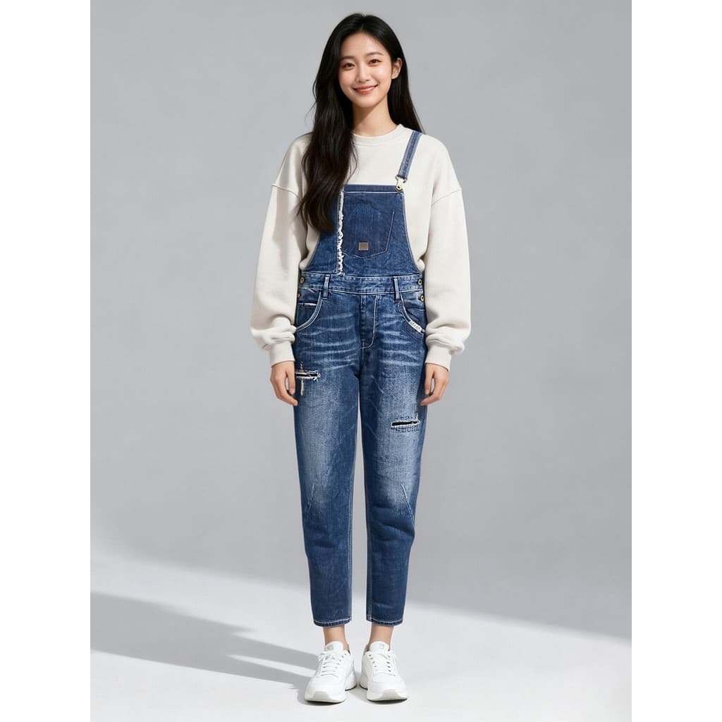 Super econômico bem-estar capaz jeans feminino primavera outono jeans macacão macacão na moda idade