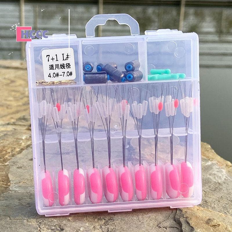 Kit De 10 Conjuntos De Feijão Espacial Em Caixa HCCC , De Silicone 7 + 1 , Com Anel Formato De 8 , Equipamento De Pesca