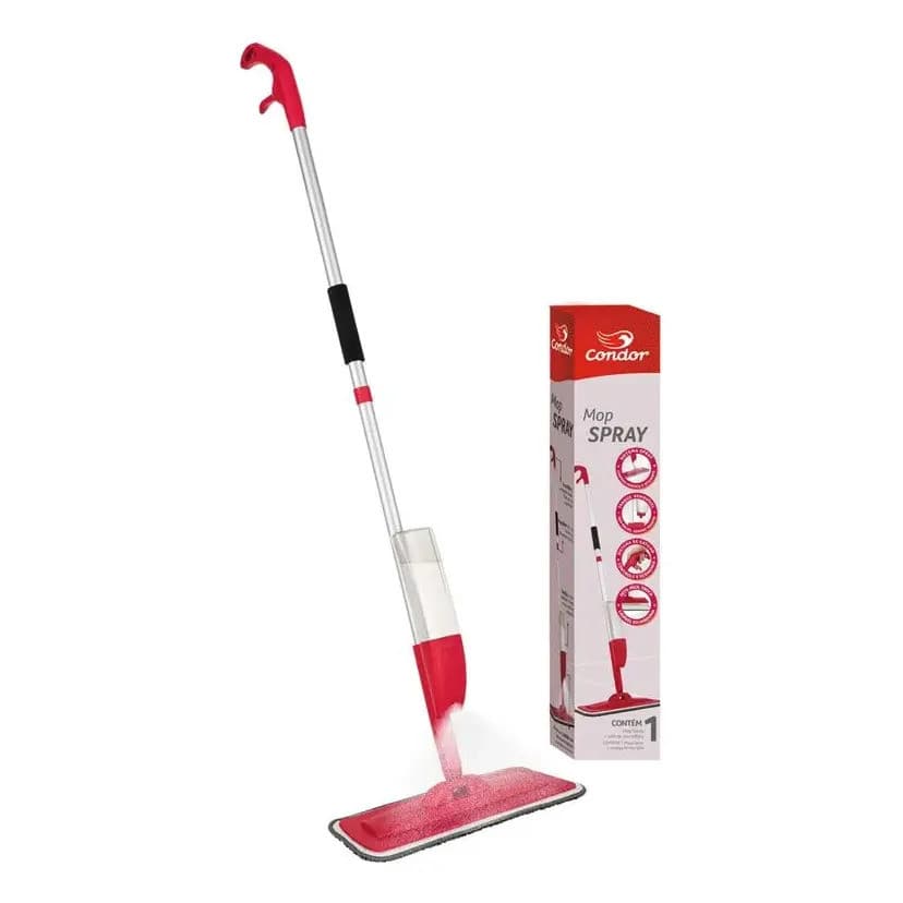 Mop Spray Condor Com Reservatorio Rodo De Limpeza Microfibra Cor Vermelho