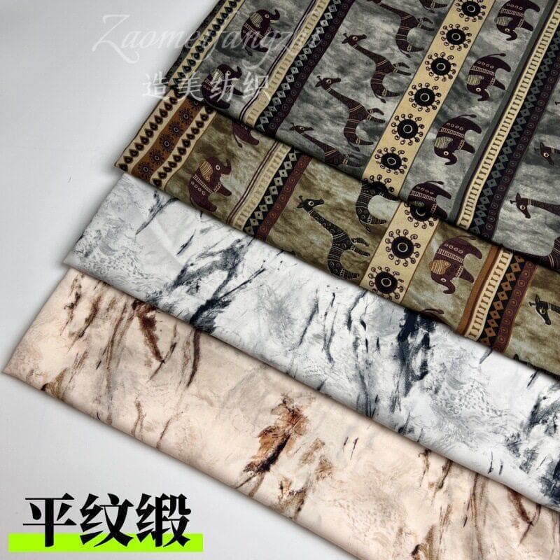 Cartão quebrado simples tecer cetim impressão venda quente forma de flor primavera verão Cheongsam vestido terno camisa