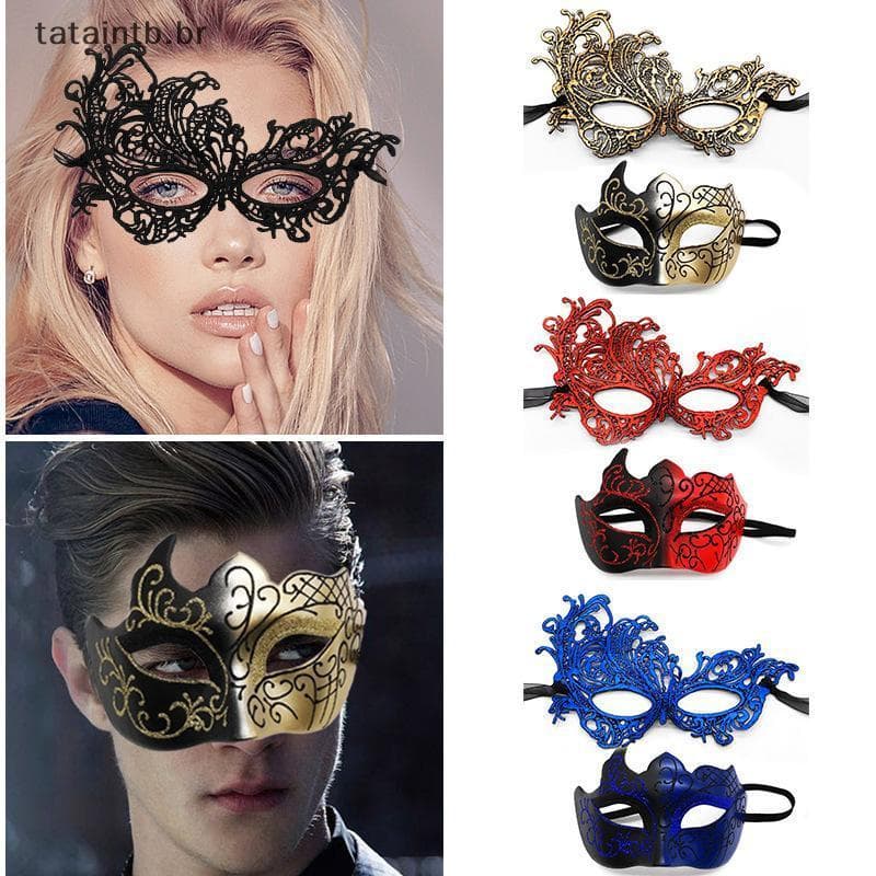 [TaTa] Conjunto De Máscara Elegante De Renda Bla , 2 Peças , Para Casais , Perfeito Festa Veneziana , Carnaval E Celebra