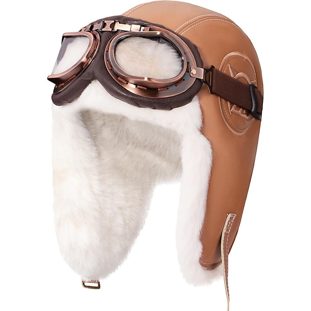 Peicees Chapéu de Aviador com Óculos de Proteção para Adultos, Boné de Piloto Vintage com Óculos de Proteção, Fantasia c