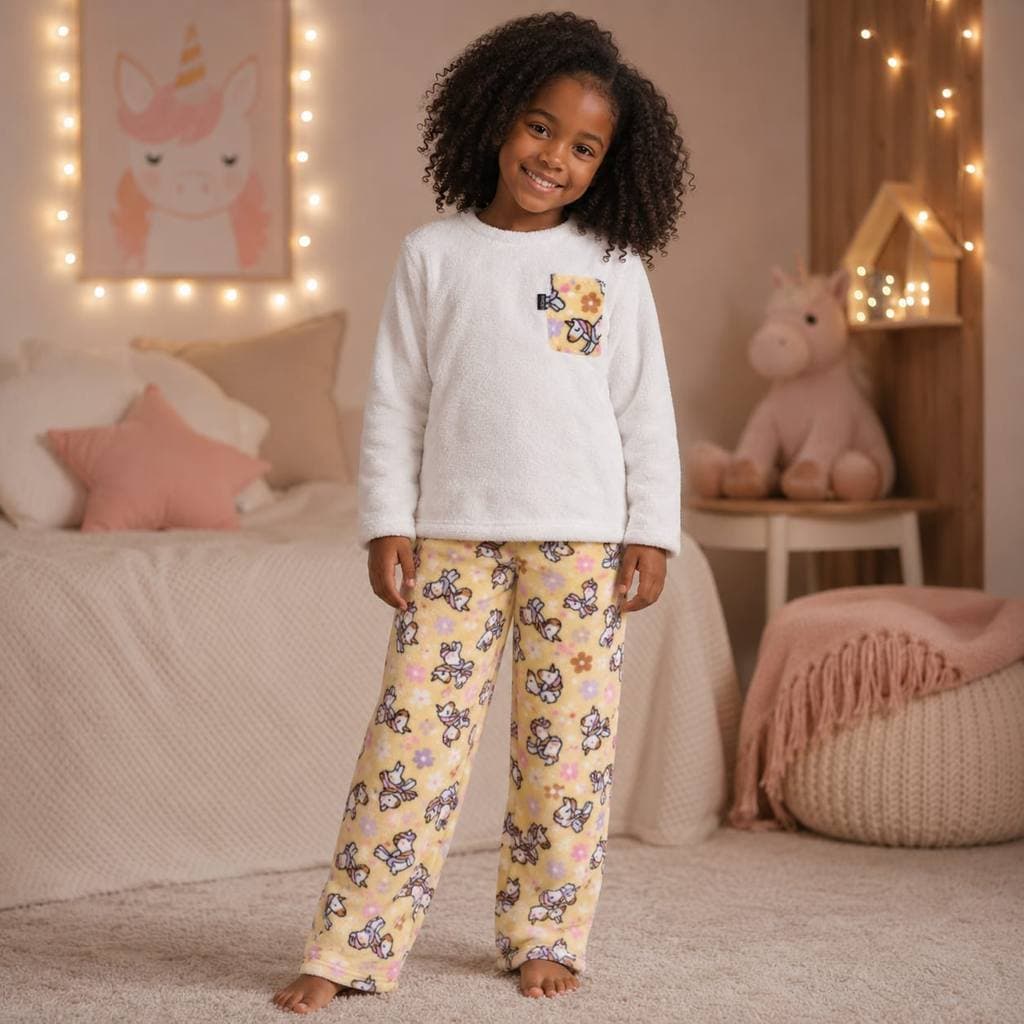 Conjunto Pijama Infantil Fleece Inverno Quentinho Ultrasoft Criança Escola Menina