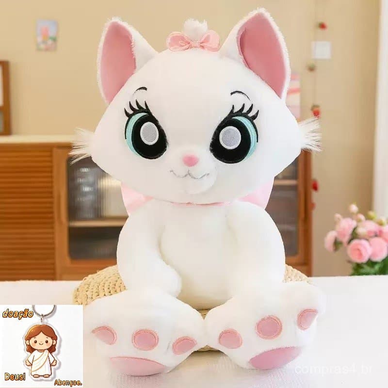 Pelúcia Gata Marie 35cm/60cm – Presente Fofo para Namorados, Crianças ou Decoração