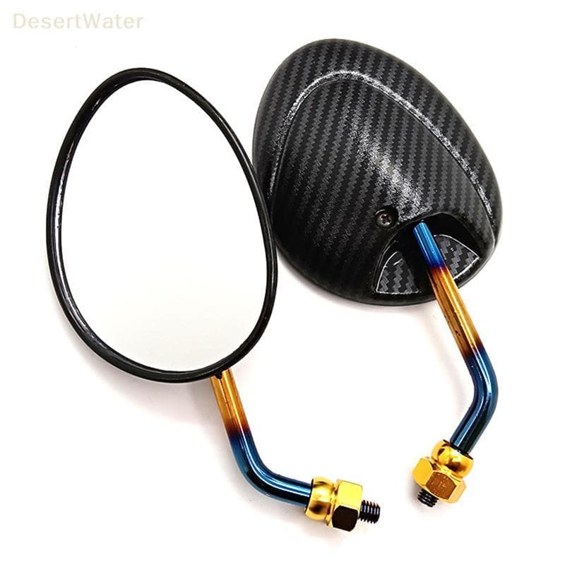 < DesertW > 1 Par 22mm Guiador Universal Motocicleta Textura De Fibra Carbono Queimado Titânio Tecnologia Espelhos Retro