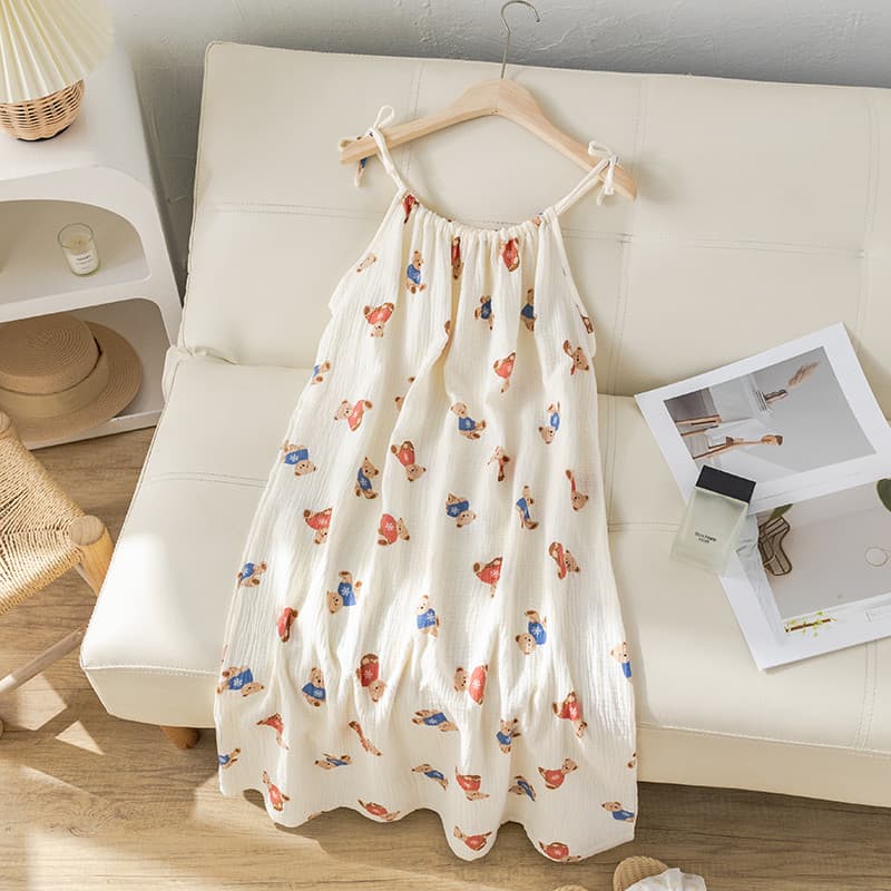 Sling camisola feminina verão fio de algodão pijamas 2025 novo estilo verão senhoras doce bonito dos desenhos animados e