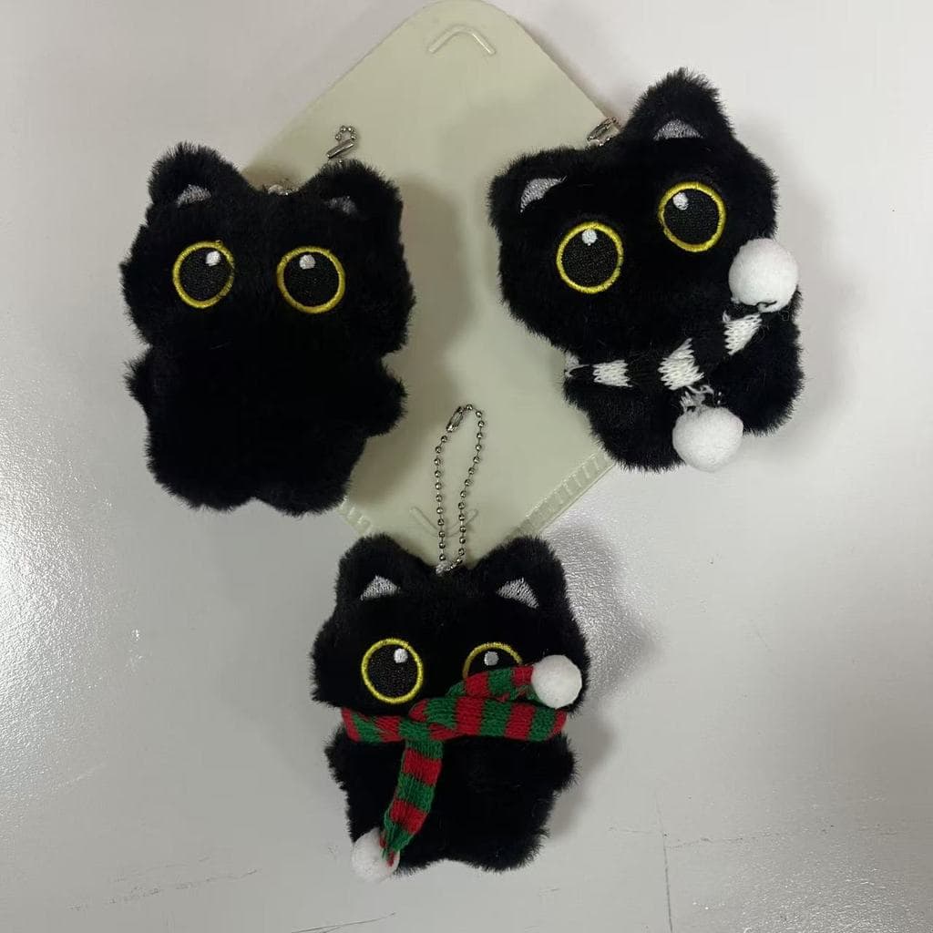Boneca de gato preto boneca de pelúcia pingente bonito gato saco pingente casal presente ins estudante presente