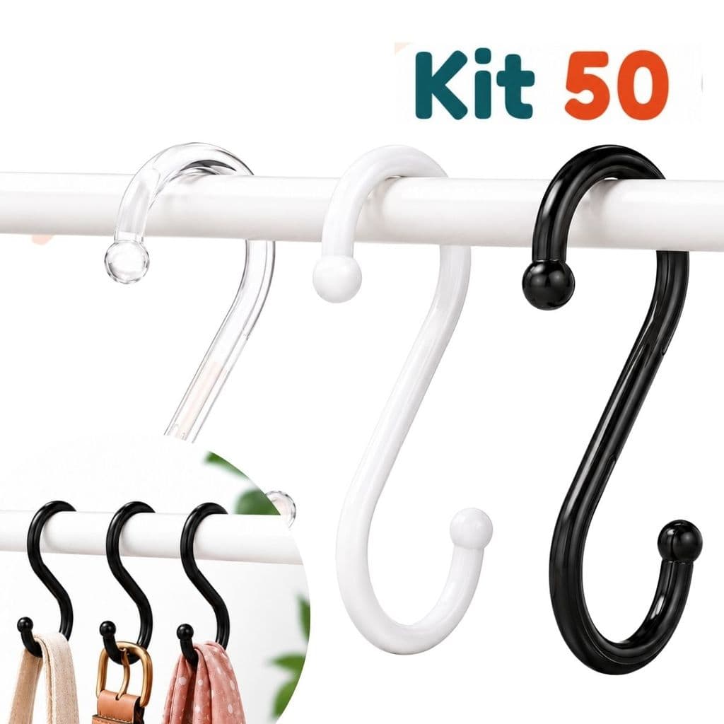 Kit Cabide Gancho Organizador Tipo S  Pendurar Calças Jeans Loja Closet Acrílico Transparente