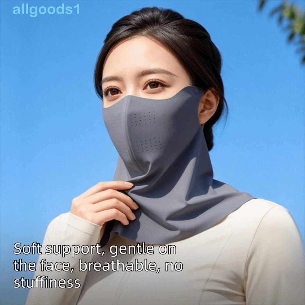 Máscara De Seda Gelada ALLGOODS , Protetora Solar Respirável De Verão , Pescoço Elástico Anti UV Fino Guarda-Sol Capa Fa