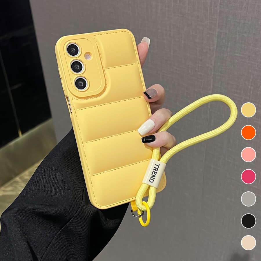 Para Baixo Jaqueta Cordão Caso De Telefone Samsung A17 A07 A26 A36 A56 A54 A55 A06 A16 A05s A14 A15 A24 A34 A35 Alça De