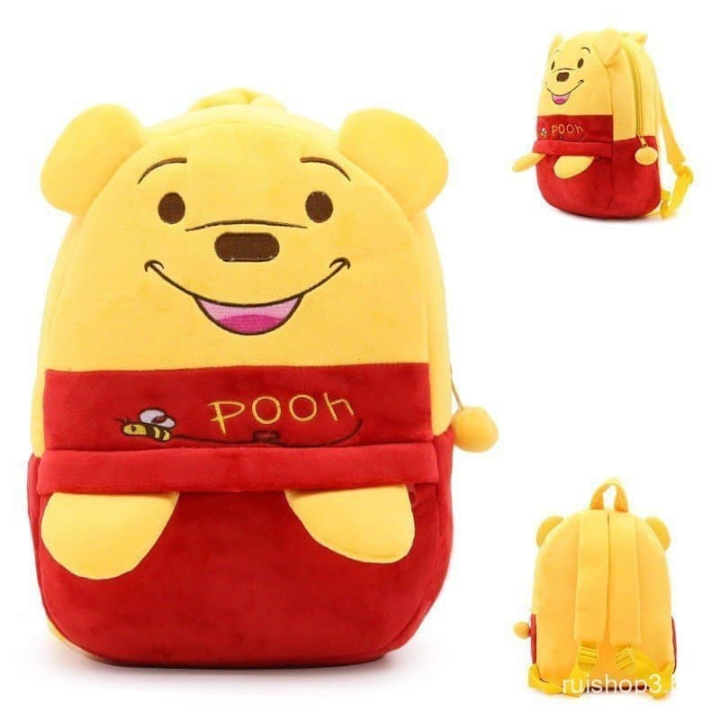 Mochila de pelúcia do Winnie the Pooh amarela e fofa, estilo novo de 2024, brinquedo de pelúcia, mochila para jardim de