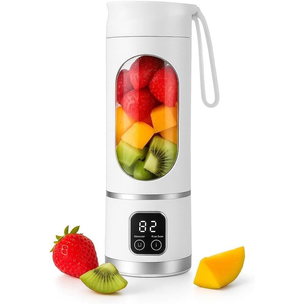 Liquidificador Portátil para Shakes e Smoothies – 12 Lâminas, Copo de Viagem de 450ml, Mini Liquidificador Recarregável