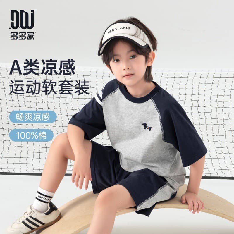 Crianças puro algodão Shorts de manga curta terno de duas peças meninos estilo Preppy terno esportivo