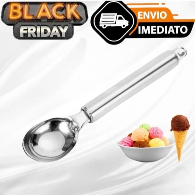 Colher Pegador De Sorvete e Açaí Concha Em Aço Inox 20,5cm Reforçada