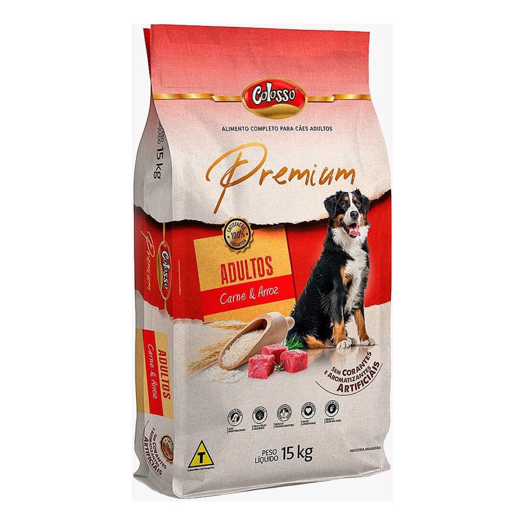 Ração Para Cães Adultos Colosso 15 Kg Premium Carne