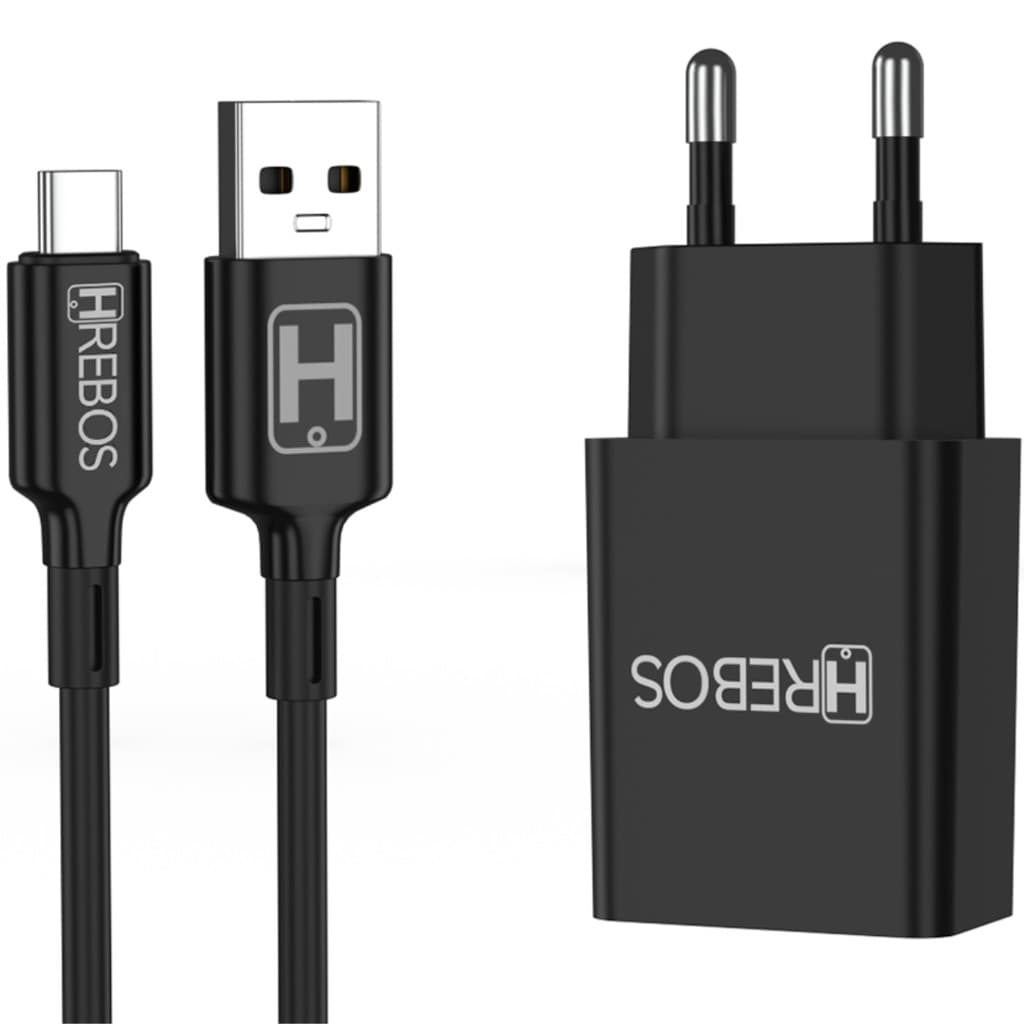 Carregador Turbo Usb-c Hrebos Hs-150c Para Xiaomi Redmi Note Preto