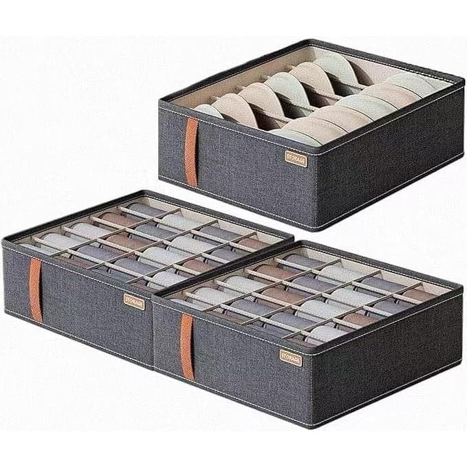 Conjunto de 3 Organizadores de Roupas para Guarda-Roupa, Caixa de Armazenamento de Roupa Íntima Dobrável, Caixa de Armaz