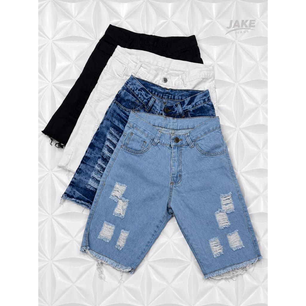 Kit 4 Bermudas Jeans Rasgada Modelo Jogador Direto da Fabrica