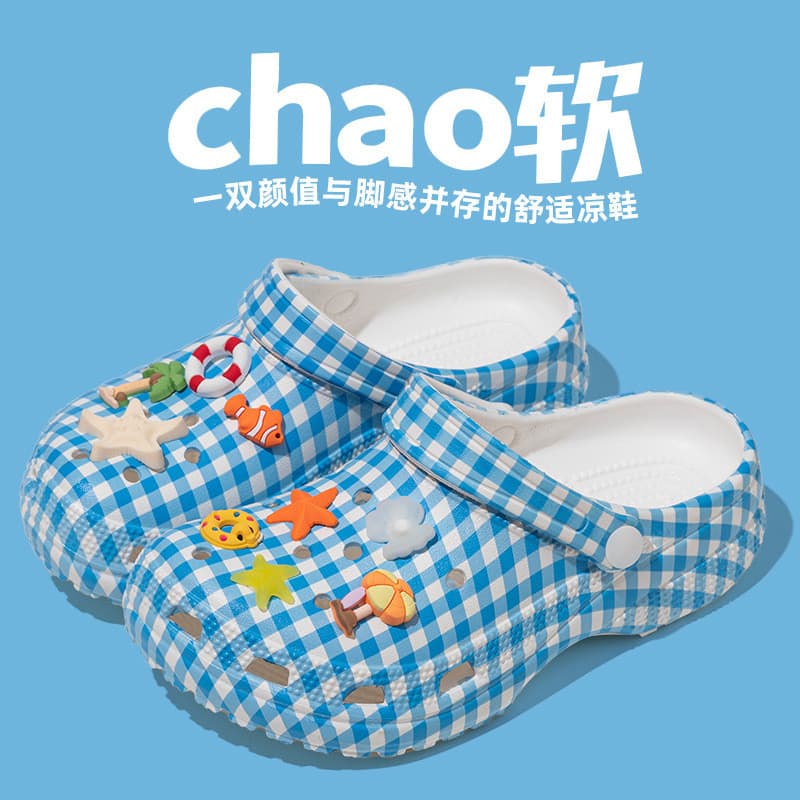 Estilo clássico impresso listras oceano vento buraco sapatos femininos antiderrapante resistente ao desgaste leve Baotou