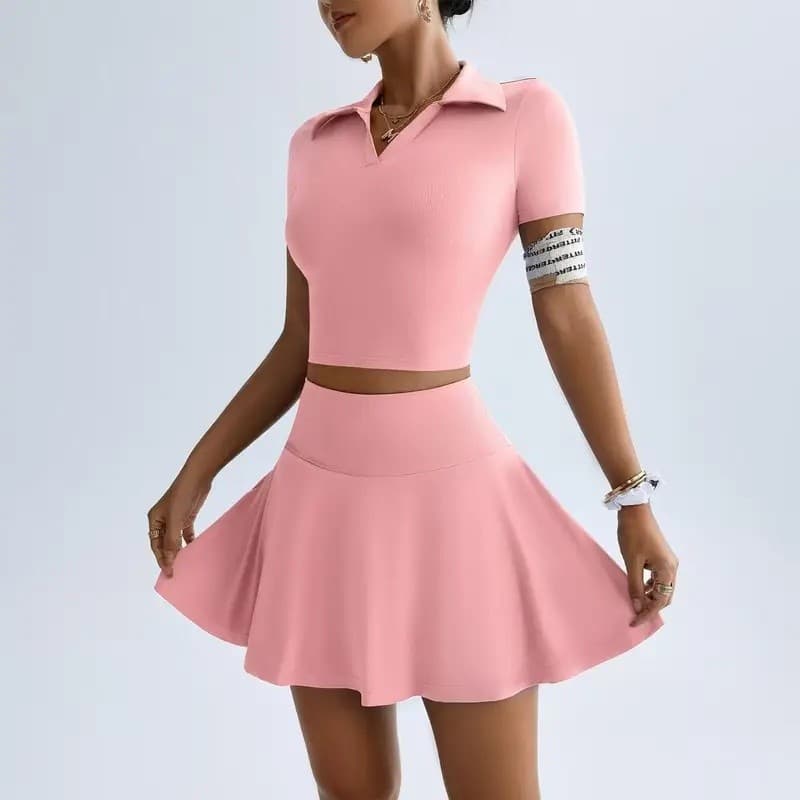 Conjunto de Yoga de Duas Peças para Esportes ao Ar Livre de Verão para Mulheres, Conjunto de Saia para Golfe e Tênis, Le