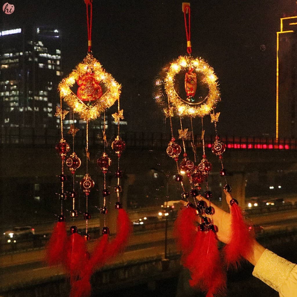 Pingente De Sino Luminoso Do Ano Cavalo-Sinos De Vento Da Janela Festival Primavera Para Decoração De Casa