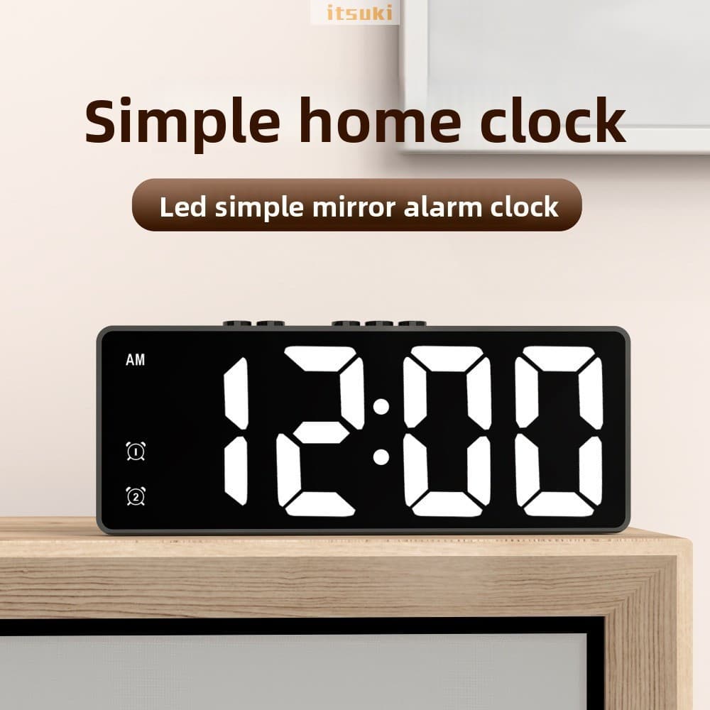 Despertador Digital LED-Alarmes Duplos 12/24H Com Controle De Voz Display De Temperatura Para Decoração De Casa
