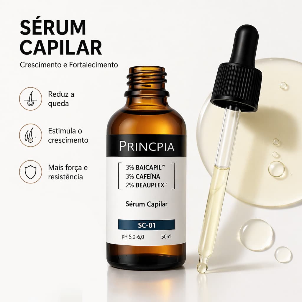 Sérum Capilar SC-01 com 3% Baicapil + 3% Cafeína – Fortaleci e cuida dos fios | 50ml