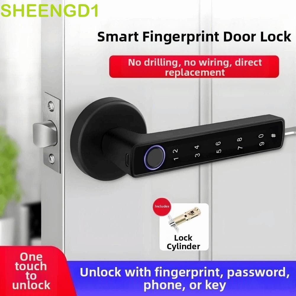 SHEENGD1 Maçanetas Digitais Eletrônicas , Fechadura Remota Bluetooth Com Impressão Digital Inteligente , Gateway WiFi
