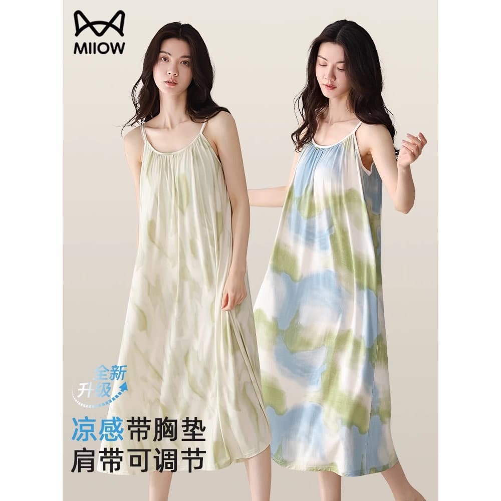 Gato camisola feminina verão estilingue almofada no peito colete feminino algodão seda verão Wanshun pijamas feminino 20