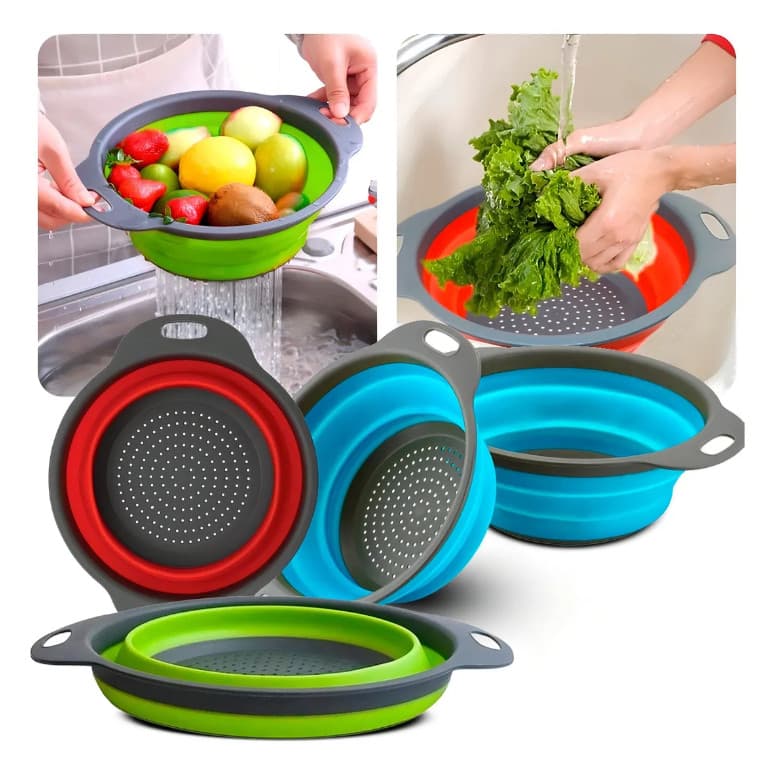 Escorredor De Alimentos Legumes Macarrão Retrátil Silicone