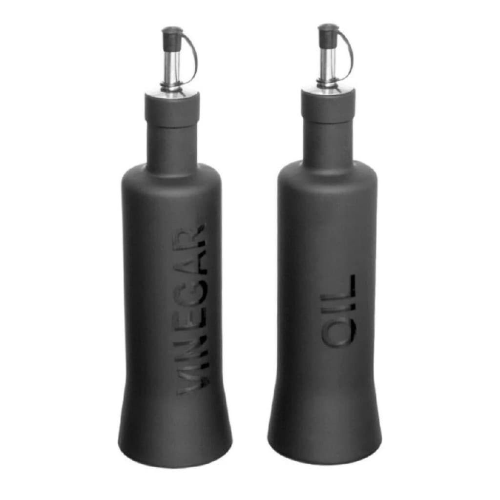 Galheteiro Nero de Vidro Porta Azeite Vinagre 300 ml 2 Peças