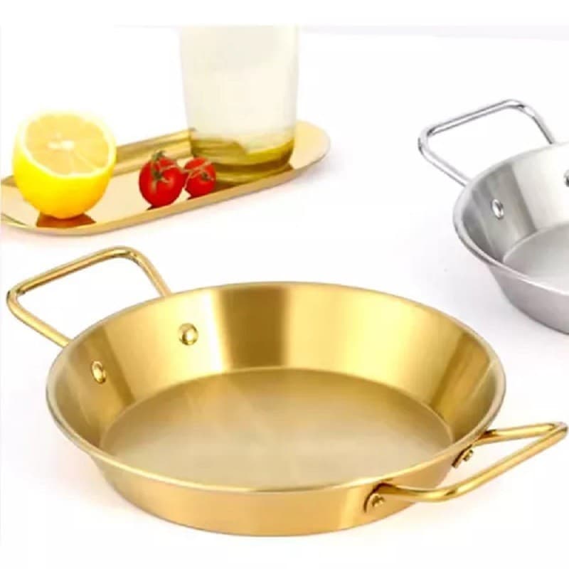 Panela Pergaminho Paella 35cm Dourada/Prata De Inox