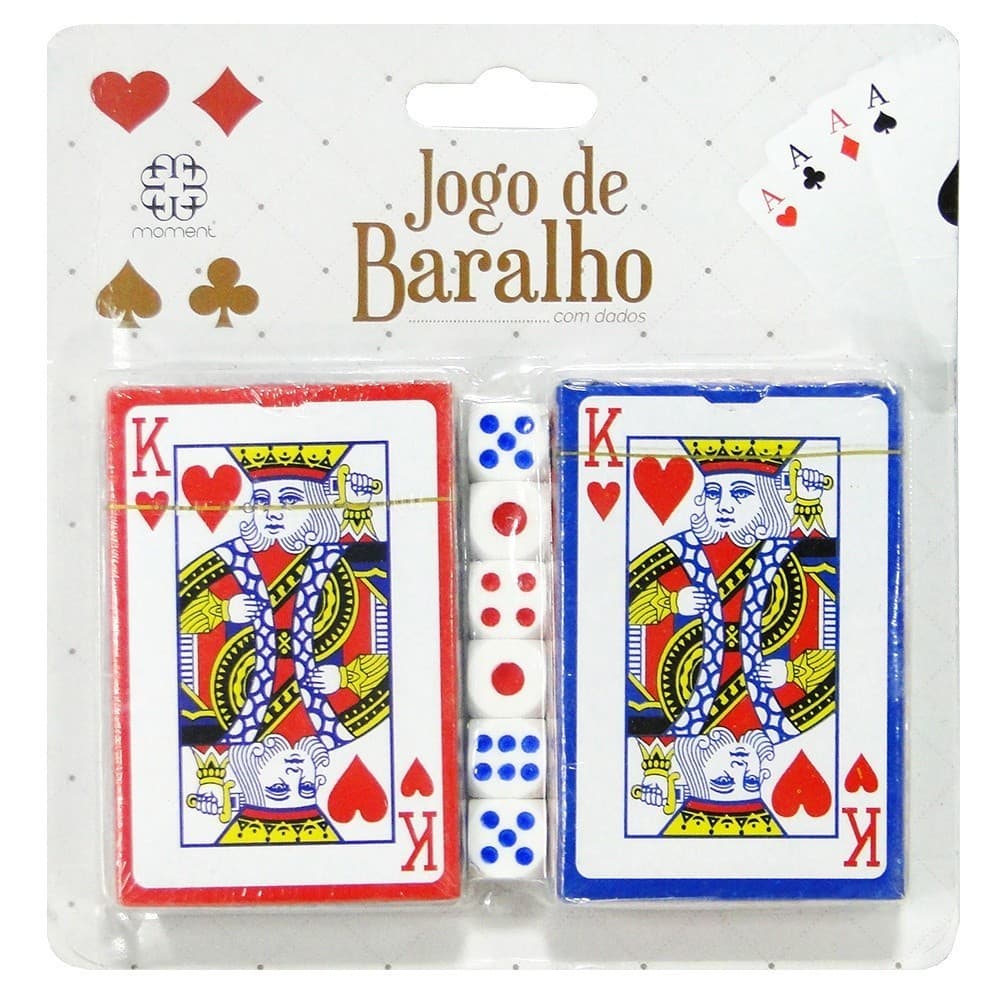 BARALHO DUPLO 108 CARTAS DE PAPEL COM 6 DADOS