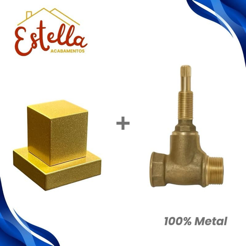 Kit Acabamento Dourado + Registro de Pressão Compatível com Deca - Metal