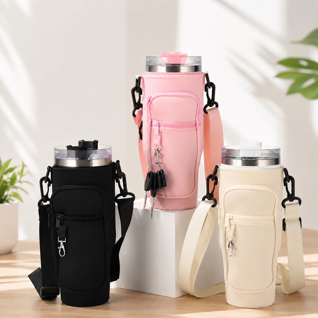 Bolsa para Copo Térmico 40oz (1,2L) com Alça Ajustável, Porta Celular e Bolso para Chaves