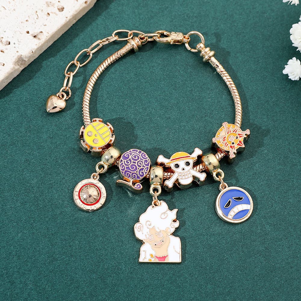 Pulseira One Piece Bracelet Luffy Metal Cartoon Acessórios De Jóias De Casal Ajustáveis Presentes De Aniversário Férias