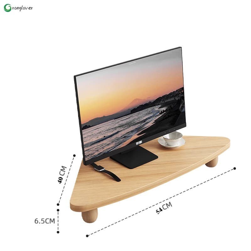 Suporte De Computador De Canto Triangular-Prateleira De Monitor Elevada Para Armazenamento De Mesa De Escritório Domésti