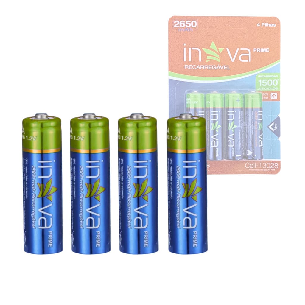 KIT 04 Pilhas Recarregáveis AA 1 2V PRIME CELL-13028